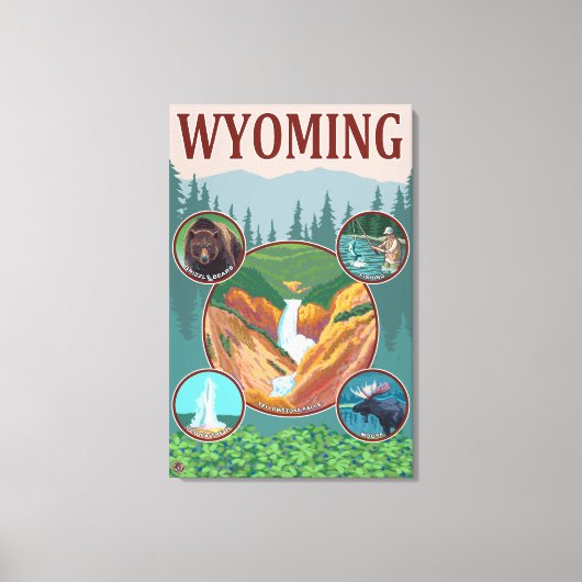 Wyoming Wyoming Collage Canvas Afdruk (Voorkant)