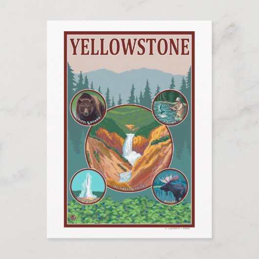 WyomingYellowstone Collage Briefkaart (Voorkant)