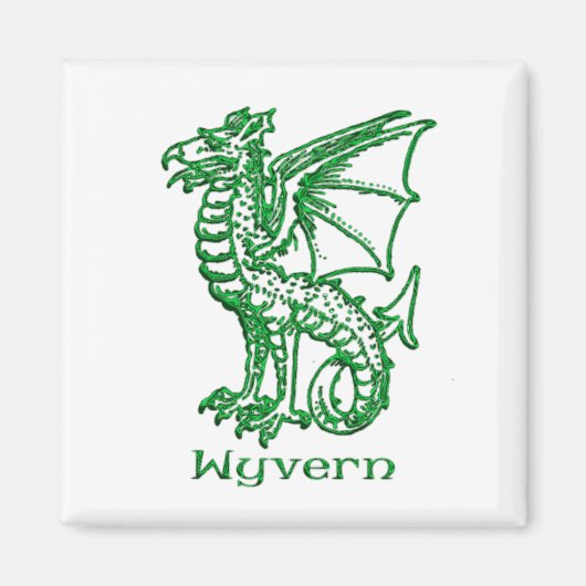 Wyvern middeleeuwse heraldiek magneet (Voorkant)