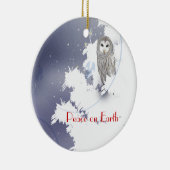 X003_Winter Owl, Vrede op aarde Keramisch Ornament (Rechts)
