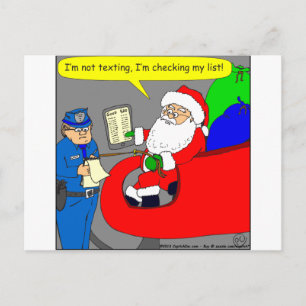 x02 de kerstman texting en drijft - cartoon feestdagenkaart