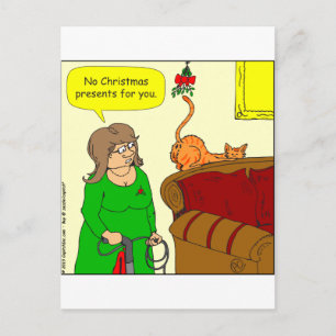 x55 Kat, dikke kerstman, cartoon Feestdagenkaart