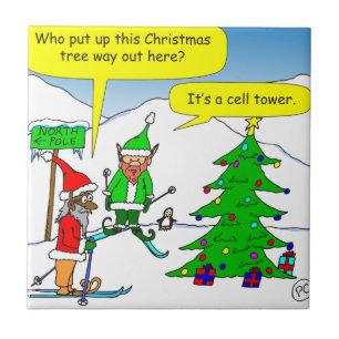 x56 de cartoon van de Kerstmisboom van de celtoren Tegeltje