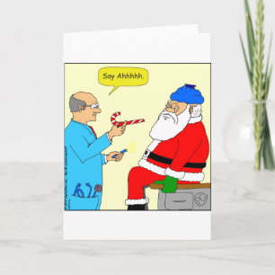 x85 Santa say ahhh Cartoon Feestdagen Kaart