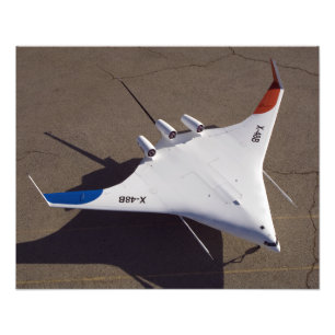 X-48B Onbemande luchtvaartuigen met blanco vleugel Foto Afdruk