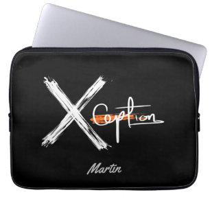 X Ception   Cool zwart-wit aangepaste naam Laptop Sleeve