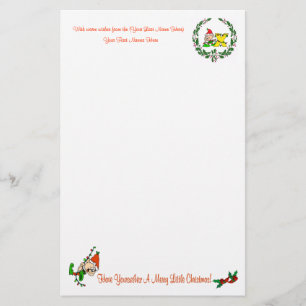 X - CHRISTMAS ELF MONOGRAM STATIONERY BRIEFPAPIER
