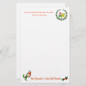 X - CHRISTMAS ELF MONOGRAM STATIONERY BRIEFPAPIER (Voorkant / Achterkant)