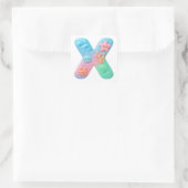 "X" Cute Letter - Underwater Sea Creature  Vierkante Sticker (Tas)