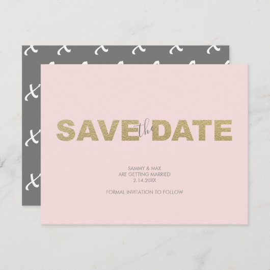 X en O Valentijnsdag Wedding Save the Date (Voorkant / Achterkant)