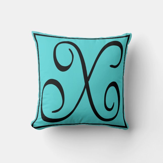 X INITIAAL PILLOW - Letter X op Aqua Background Kussen (Voorkant)