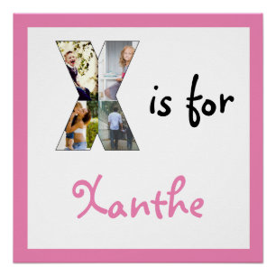 X is voor Naam Roze Foto Perfect Poster