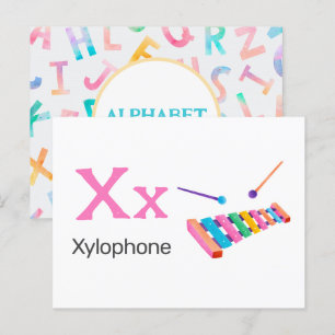 X is voor Xylophone - Alphabet Flash Kaart