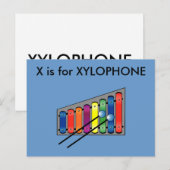 "X" is voor Xylophone Alphabet Flashcard Briefkaart (Voorkant / Achterkant)