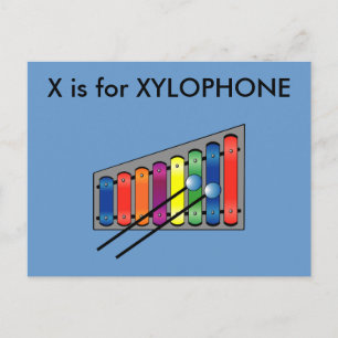 "X" is voor Xylophone Alphabet Flashcard Briefkaart