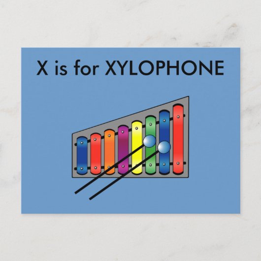 "X" is voor Xylophone Alphabet Flashcard Briefkaart (Voorkant)
