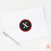 X : Lettre X initiale X Sticker rouge, blanc et no (Enveloppe)