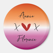 X Love X Sunset Lesbian Flag Magnet (Devant)