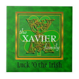 X "Luck of the Irish" Family Custom Monogram Tile Tegeltje