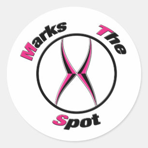 X markeert de plaats ronde sticker