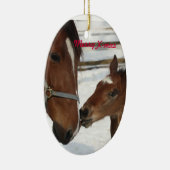 X-mas sierbloem/merrie en veulens keramisch ornament (Rechts)