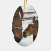 X-mas sierbloem/merrie en veulens keramisch ornament (Links)