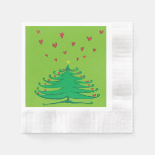 X-mas Tree Hearts Gecoineerde Cocktail Papier Serv Servet
