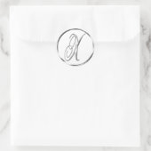 X monogram Faux Silver Envelope of Favor Seal Ronde Sticker (Tas)