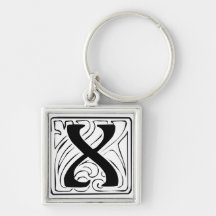 X Monogramm schwarz weiß Schlüsselanhänger