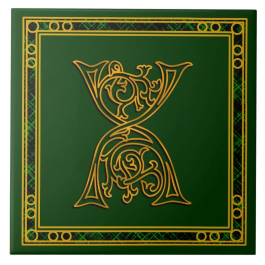 X Monogramme "Irish Gold on Green" Carreaux en cér (Devant)