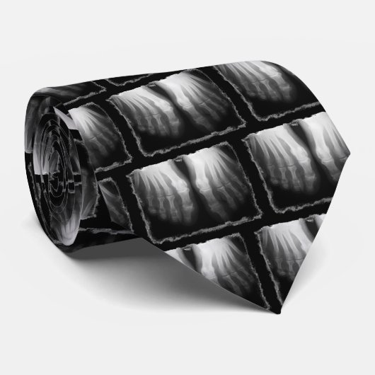 X-Ray Feet Human Skeleton Botten zwart-wit Stropdas (Opgerold)