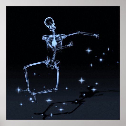 X-Ray Skelet dansen - blauw Poster (Voorkant)