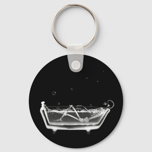 X-Ray Skeleton B&W Bath Time Sleutelhanger (Voorkant)