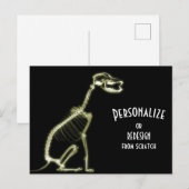 X-Ray Skeleton Dog - Geel Briefkaart (Voorkant / Achterkant)