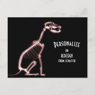 X-Ray Skeleton Dog - Rood Briefkaart