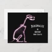 X-Ray Skeleton Dog - Roze Briefkaart (Voorkant / Achterkant)