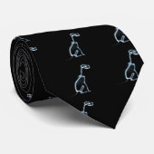 X-RAY SKELETON DOG SITTING - BLAUW EN ZWARTE STROPDAS (Opgerold)