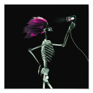 X-Ray Skeleton Hair Stylist - Roze Foto Afdruk