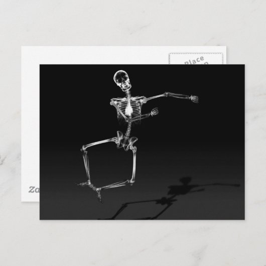 X-RAY SKELETON JOY LEAP B&W BRIEFKAART (Voorkant / Achterkant)