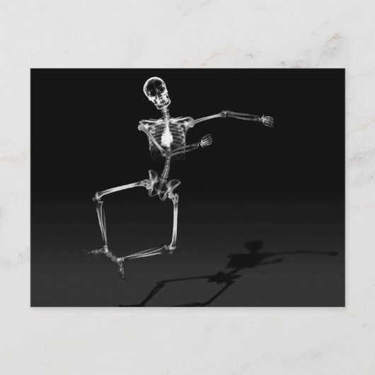 X-RAY SKELETON JOY LEAP B&W BRIEFKAART (Voorkant)