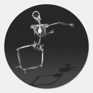 X-RAY SKELETON JOY LEAP B&W RONDE STICKER