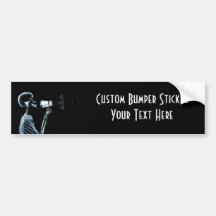 X-RAY SKELETON OP MEGAPHONE - BLUE BUMPERSTICKER
