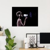 X-RAY SKELETON OP MEGAPHONE - ORIGINEEL POSTER (Thuiskantoor)