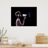 X-RAY SKELETON OP MEGAPHONE - ORIGINEEL POSTER (Keuken)