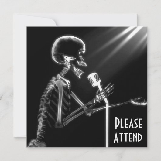 X-RAY SKELETON OP RETRO MIC - B&W KAART (Voorkant)