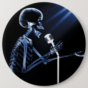 X-RAY SKELETON OP RETRO MIC - BLUE RONDE BUTTON 6,0 CM