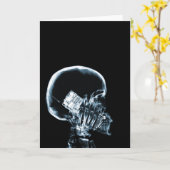X-RAY SKELETON OP TELEFOON - BLAUW KAART (Gele Bloem)