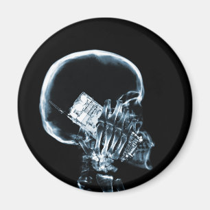 X-RAY SKELETON OP TELEFOON - BLAUW MAGNEET