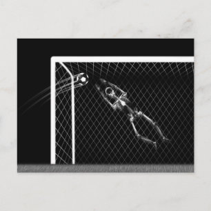 X-RAY SKELETON SOCCER GOALIE B&W BRIEFKAART