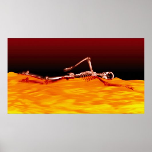 X-Ray Skeleton zwemmen in het vuurmeer Poster (Voorkant)